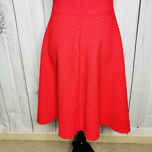 Calvin Klein Back Cut Out A-Line Textured Sleeveless Dress Coral Size 2 - Picture 13 of 13